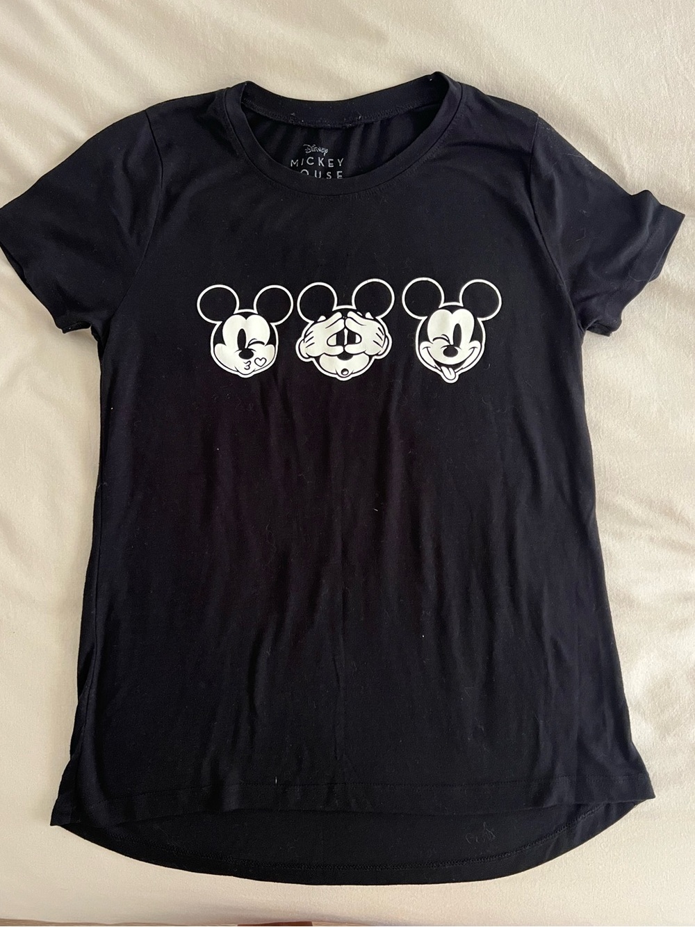 Disney Black Tee with White Mickey Faces
